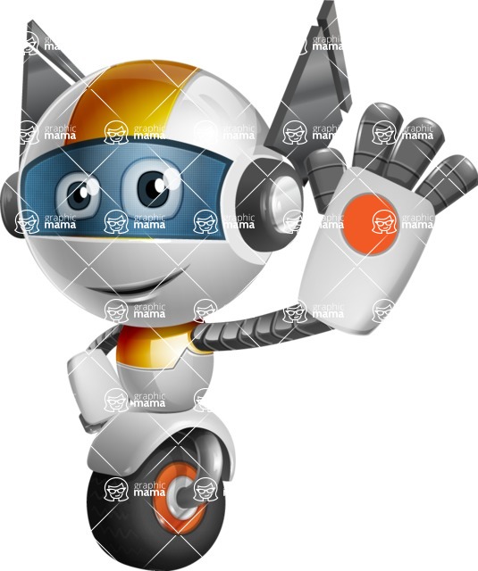 Cute robot cartoon character - 112 stock vector images - Cute robot cartoon character saying hello - stock vector graphic image